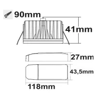  Prémium LED süllyesztett szpotlámpa Sys-90, 12W, ColorSwitch 3000|4000K, dimmelhető (burkolat nélkül)