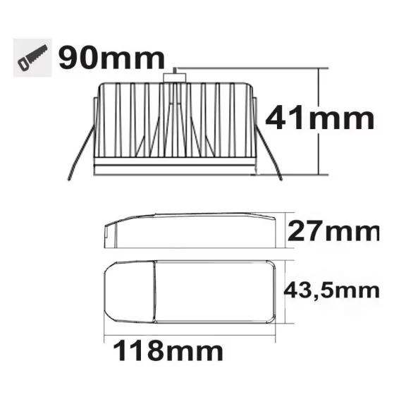 Prémium LED süllyesztett szpotlámpa Sys-90, 12W, ColorSwitch 3000|4000K, dimmelhető (burkolat nélkül)