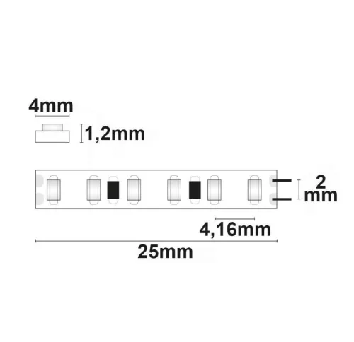 Prémium Micro LED szalag, 24 V, 10 W, IP20, meleg fehér 4 mm széles