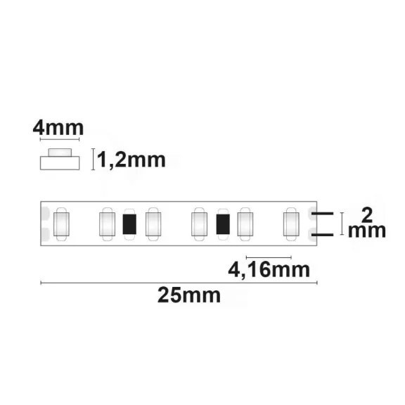 Prémium Micro LED szalag, 24 V, 10 W, IP20, meleg fehér 4 mm széles