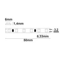   Prémium Micro LED szalag, 24 V, 15 W, IP20, meleg fehér 6 mm széles