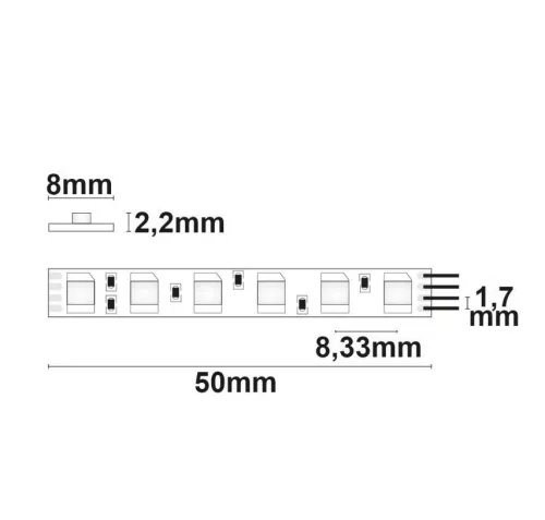 Prémium Micro LED szalag RGB  flexibilis szalag, 24 V, 12 W, IP20