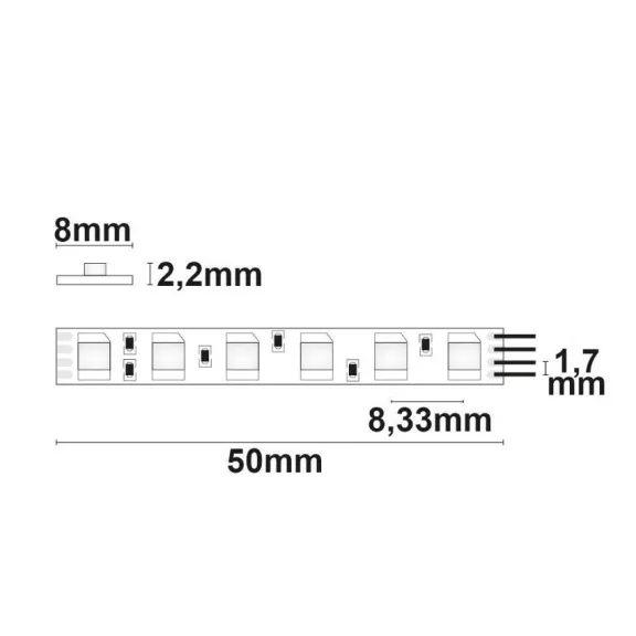 Prémium Micro LED szalag RGB  flexibilis szalag, 24 V, 12 W, IP20