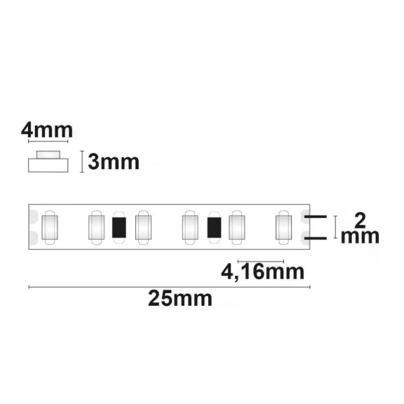 Prémium Micro LED szalag 240LED/m meleg fehér 600Lm/m 24V 5W/m 4mm széles