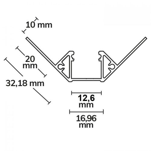 Csempeprofil fedél nélkül-belső sarokprofil-led szalaghoz és neonflex fénykábelhez