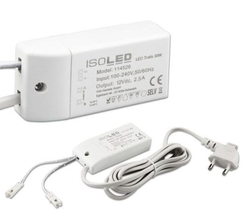 12V 30W LED tápegység MINIAMP csatlakozóval dugvillával