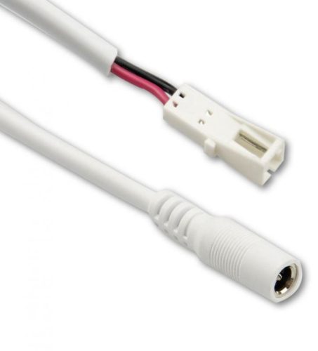 Adaptercsatlakozó kábel 10cm anya-DC MiniAMP csatlakozóval 2 eres  fehér 3A