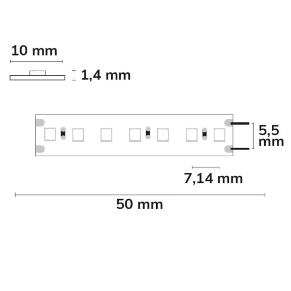 Prémium CRI97 FOOD húsáru LED szalag 130LED/m 583nm 1500Lm/m 24V 14W/m IP54
