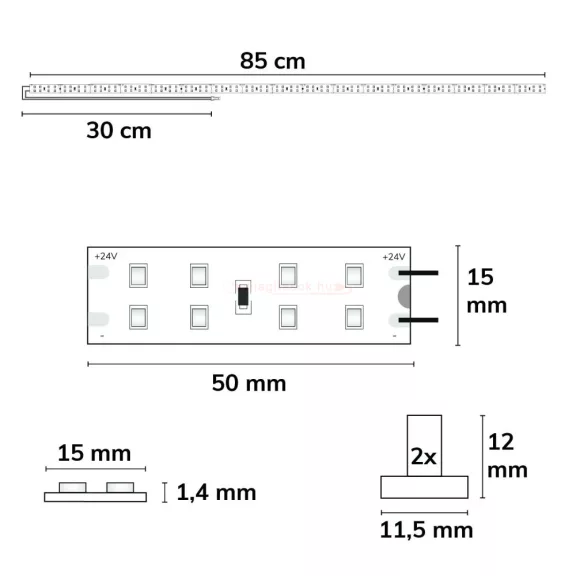 LED T5/T8 fénycső átszerelő lap 85cm MiniAmp csatlakozóval 24V 14W 170Lm/W 6000K