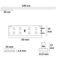   LED T5/T8 fénycső átszerelő lap 145cm MiniAmp csatlakozóval 24V 24W 170Lm/W 3000K