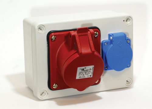 Szerelt ipari doboz (JG+TP) 170x125x75mm - 1x(2P+F) + 1x(5P16A)