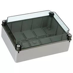   Kötődoboz 317x247x135 mm, IP65,átlátszó tetővel, sima oldalfal