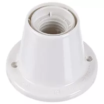   Foglalat E27 műanyag egyenes, talpas,max.: 60W, 4A, 250V, fehér