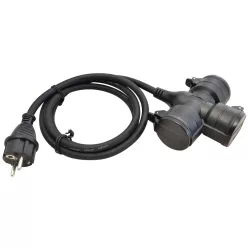 Hordozható 3-as csatlakozóaljzat gumikábellel  IP44, 1,5m