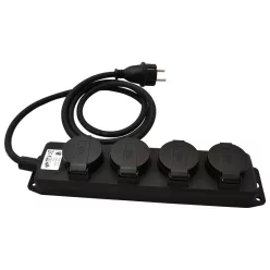 Kültéri elosztósáv, fekete 3G1.5, 3m