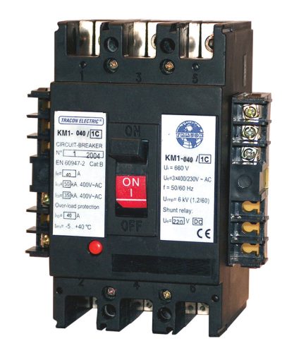 Kompakt megszakító, 400V AC munkaáramú kioldóval 3×230/400V, 50Hz, 40A, 50kA, 1×CO