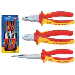  Knipex fogókészlet kombinált, oldalcsípő, csőrös 1000V piros-sárga 3-darabos