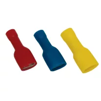   Teljes szigetelésű rátolható csatl. Hüvely 2,5mm2, 4,8×0,8 mm, sárgaréz, kék
