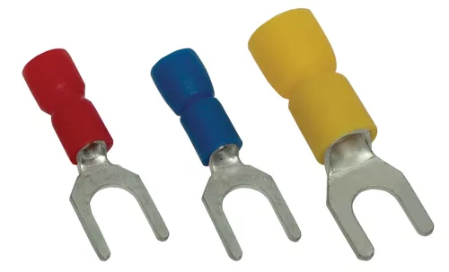 Szigetelt 2,5mm2, M5 villás saru, ónozott elektrolitréz, kék