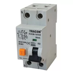   Kombinált védőkapcsoló, 2P, 2 modul, C karakterisztika 6A, 300 mA, 6kA, AC