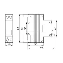 Kombinált védőkapcsoló elektronikus 2P 1 modul B16 100mA