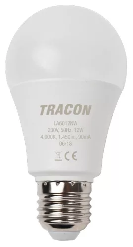Gömb búrájú LED fényforrás E27, 12W, 4000K