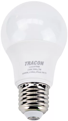 Gömb burájú LED fényforrás SAMSUNG chippel E27, 7W, 4000K