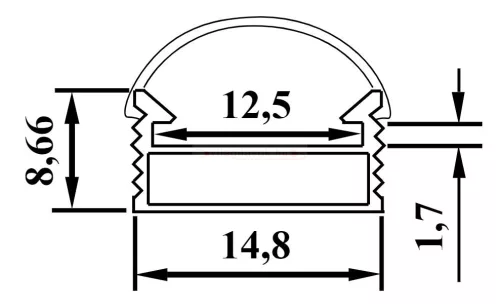 Alumínium profil LED szalagokhoz, külső rögzítéses W=10mm