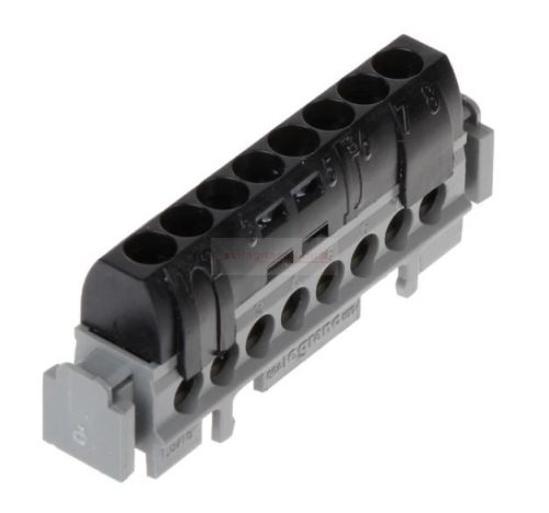 Elosztókapocs fekete 8P csavaros 8csatl./16mm2 kalapsínre Lexic LEGRAND