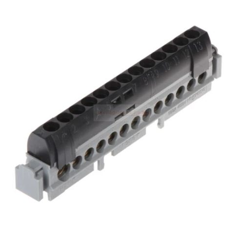 Elosztókapocs fekete 13P csavaros 12csatl./16mm2 1csatl./25mm2 kalapsínre Lexic LEGRAND