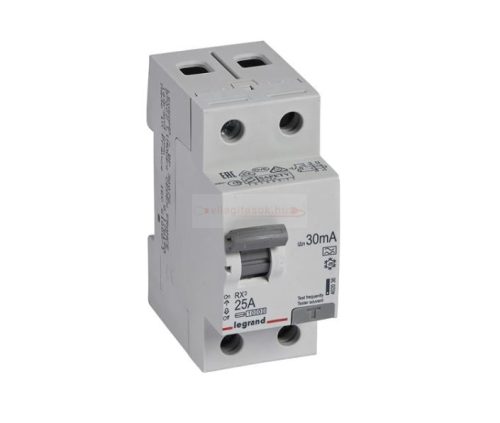 Áram-védőkapcsoló (Fi-relé) analóg 1P+N 25A 30mA A-típus 10kA RX3 LEGRAND