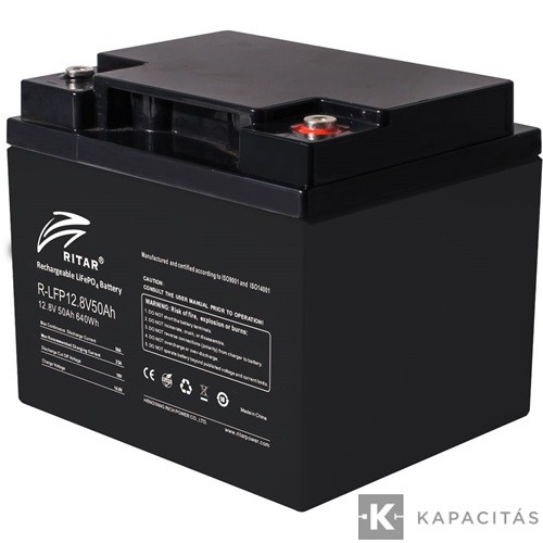 Ritar 12V 50Ah lítium vas foszfát akkumulátor
