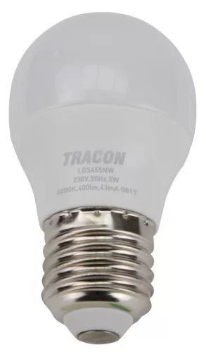 Gömb burájú LED fényforrás SAMSUNG chippel E27, 5W, 4000K
