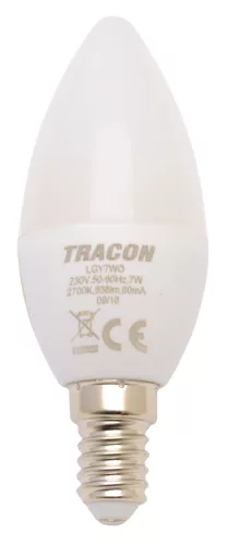 LED lámpa E14 (7W/250°) Gyertya természetes fehér