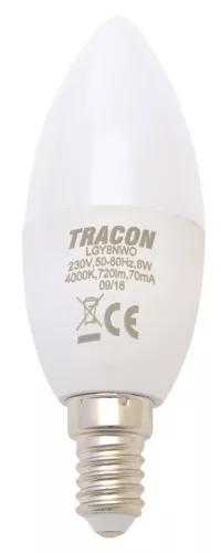 LED lámpa E14 (7W/250°) Gyertya természetes fehér