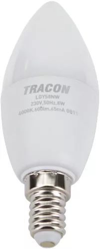 Gyertya burájú LED fényforrás SAMSUNG chippel E14, 8W, 4000K