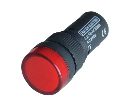 LED-es jelzőlámpa, piros 230V DC, d=16mm