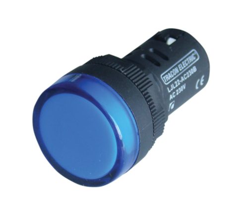 LED-es jelzőlámpa, kék 230V AC, d=22mm