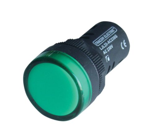 LED-es jelzőlámpa, zöld 12V AC/DC, d=22mm