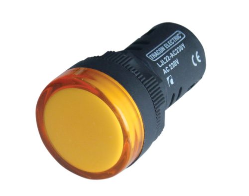 LED-es jelzőlámpa, sárga 230V AC/DC, d=22mm