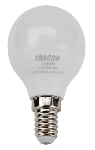 Gömb burájú LED fényforrás SAMSUNG chippel E14, 5W, 3000K