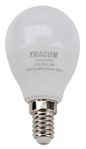 Gömb burájú LED fényforrás SAMSUNG chippel E14, 8W, 4000K