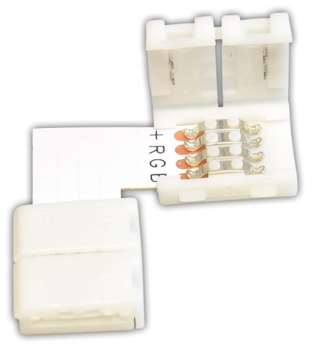 Forrasztás nélküli "L" gyorscsatlakozó RGB LED szalagokhoz W=10 mm, 4P