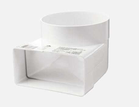 Műanyag csatorna cső és lapos csatorna toldó elem (90°) (ventilátorhoz, elszívóhoz)