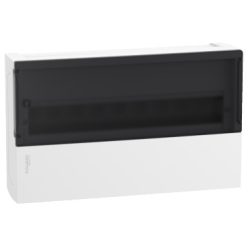   Schneider RESI9 MP Kiselosztó, füstszínű átlátszó ajtó, falon kívüli, 1x18 modul, PEN sín, komplett, fehér