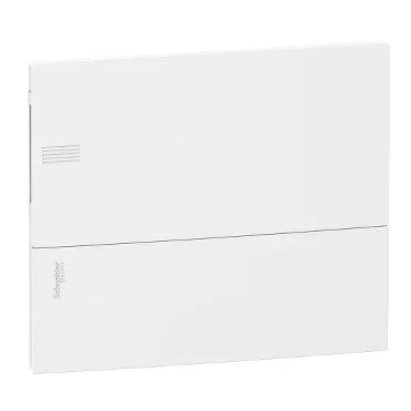 Schneider RESI9 MP Kiselosztó, teli ajtó, süllyesztett, 1x12 modul, PEN sín, komplett, fehér