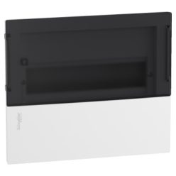   Schneider RESI9 MP Kiselosztó, füstszínű átlátszó ajtó, süllyesztett, 1x12 modul, PEN sín, komplett, fehér