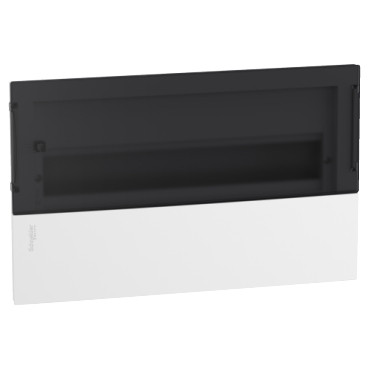 Schneider RESI9 MP Kiselosztó, füstszínű átlátszó ajtó, süllyesztett, 1x18 modul, PEN sín, komplett, fehér