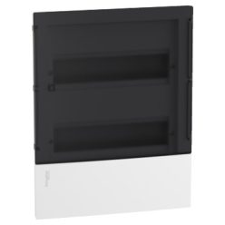   Schneider RESI9 MP Kiselosztó, füstszínű átlátszó ajtó, süllyesztett, 2x12 modul, PEN sín, komplett, fehér