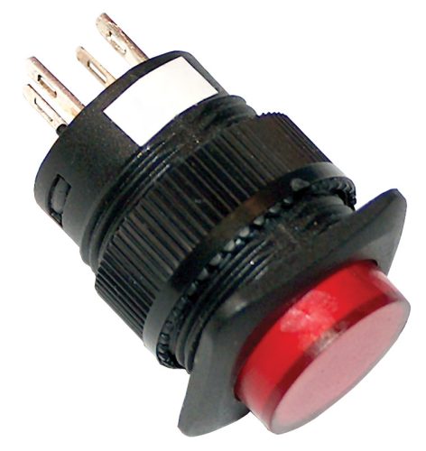 Mini jelzőlámpás nyomógomb, piros 1×NO, 6V AC/DC